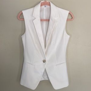 Sleeveless White Blazer Vest - Women's Tailored Jacket